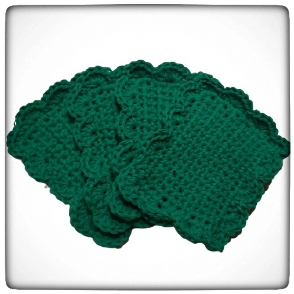 Cotton Reusable Fancy Kitchen Dish Sponges-Set of 4-Green